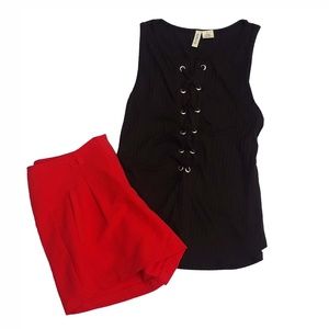 Sky And Sparrow|Black Lace Up Tank Top